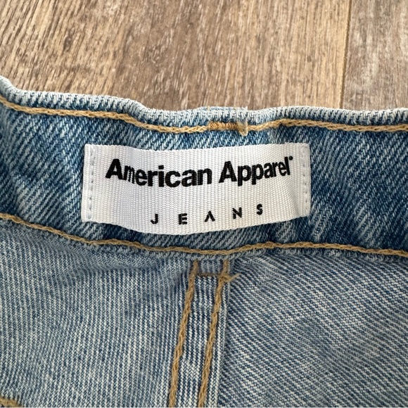 American Apparel High-Rise Cuffed Denim Shorts - Light Wash - Made in USA - Picture 5 of 8